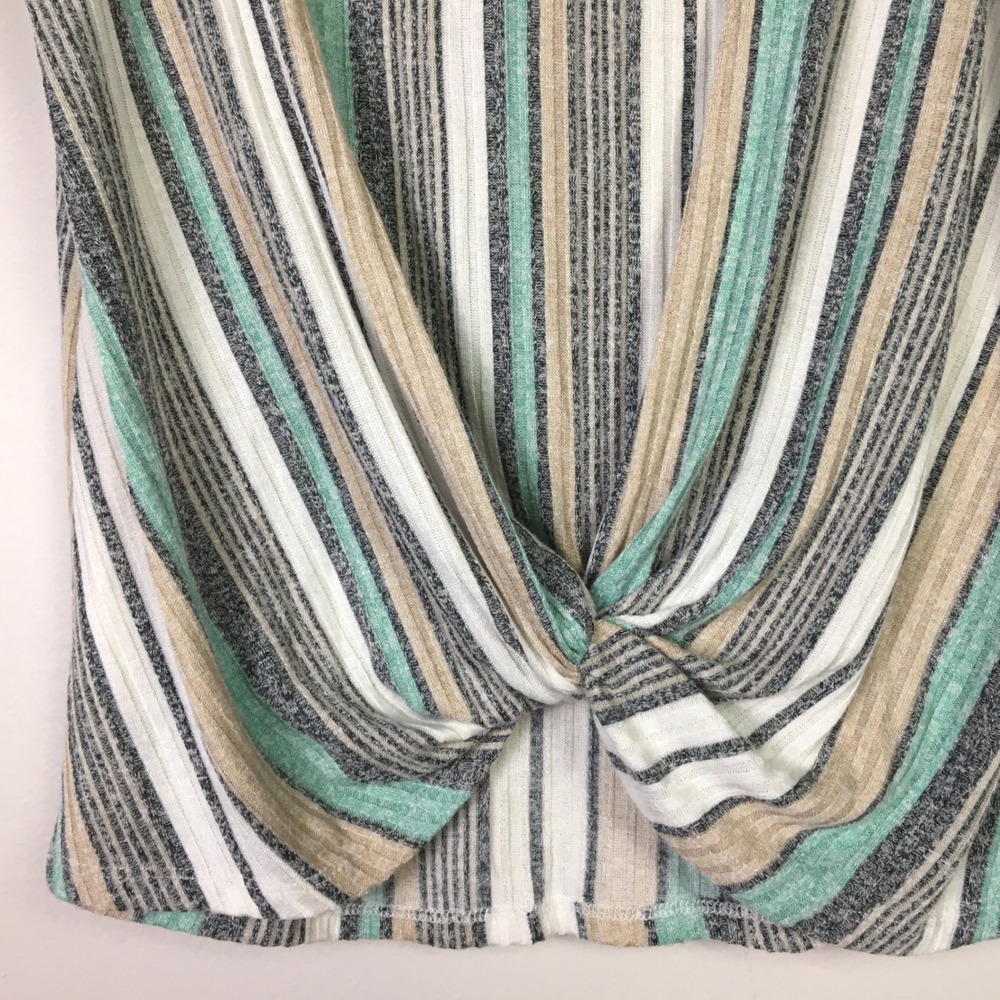 Another Reason Striped Twist Front Top Multi Rib Knit - Picture 3 of 6